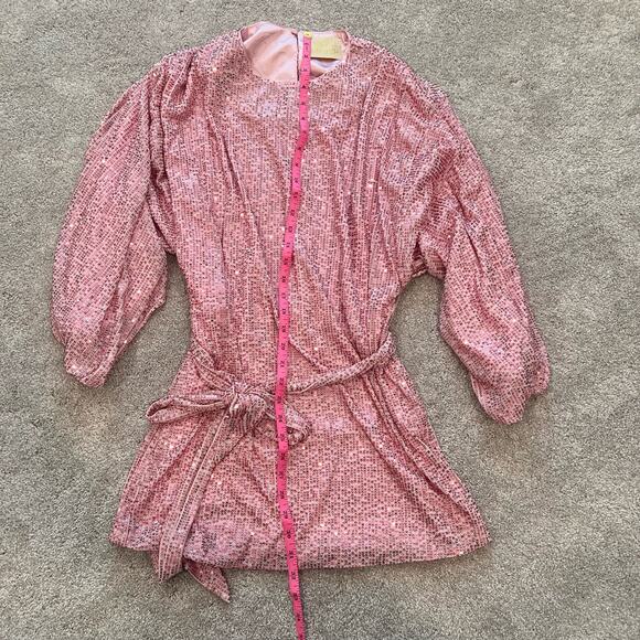Judith March‎ Women's Wide Sleeve Pink Sequin Tunic with Tie Size Medium - Picture 7 of 8